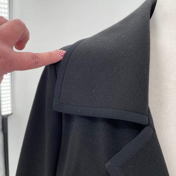 St John Black Knit Cropped Long Sleeve Luxury Designer Swing Jacket Blazer 12 - Picture 8 of 15